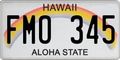 HI license plate FMO345
