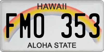 HI license plate FMO353