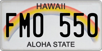HI license plate FMO550
