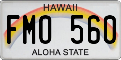 HI license plate FMO560
