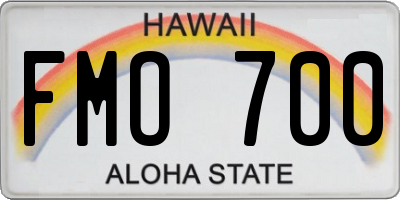 HI license plate FMO700