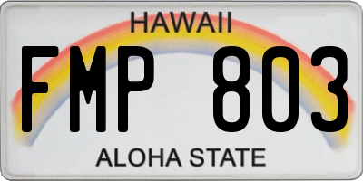 HI license plate FMP803