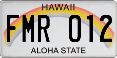 HI license plate FMR012
