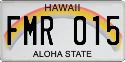 HI license plate FMR015