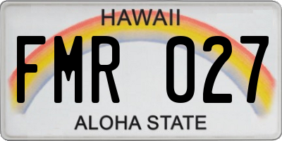 HI license plate FMR027