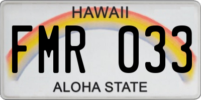 HI license plate FMR033