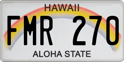 HI license plate FMR270