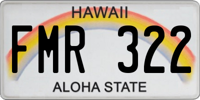 HI license plate FMR322
