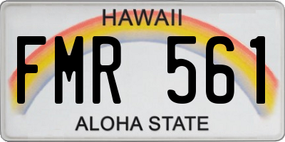 HI license plate FMR561