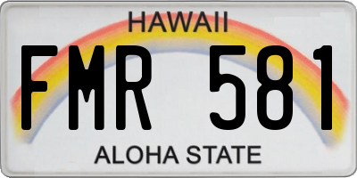 HI license plate FMR581