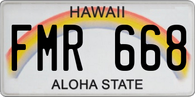 HI license plate FMR668
