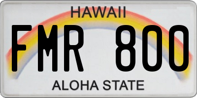 HI license plate FMR800