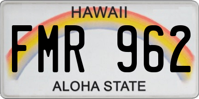 HI license plate FMR962