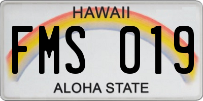 HI license plate FMS019