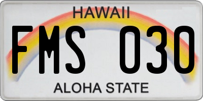 HI license plate FMS030