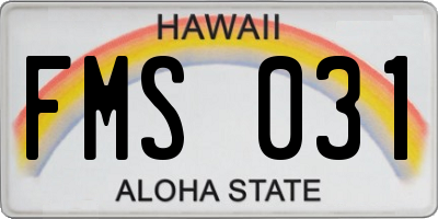 HI license plate FMS031