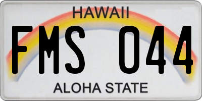 HI license plate FMS044