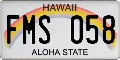 HI license plate FMS058