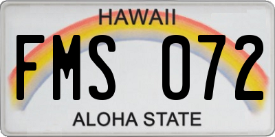 HI license plate FMS072