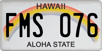 HI license plate FMS076