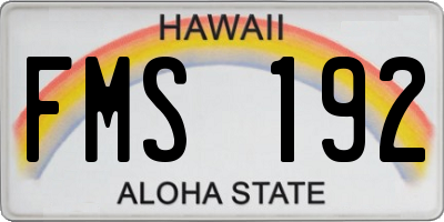 HI license plate FMS192