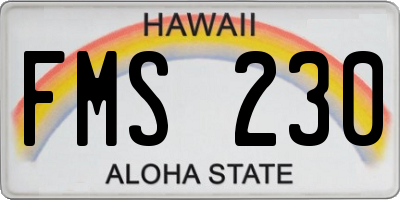 HI license plate FMS230