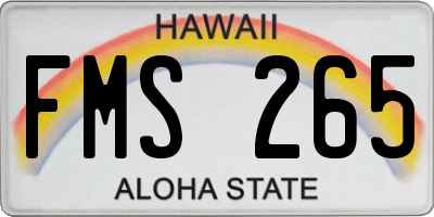 HI license plate FMS265