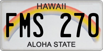 HI license plate FMS270