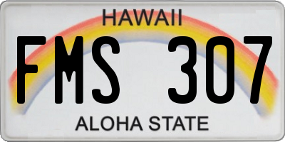 HI license plate FMS307
