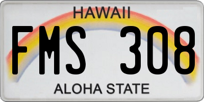 HI license plate FMS308