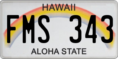 HI license plate FMS343