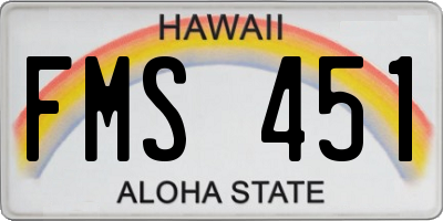 HI license plate FMS451
