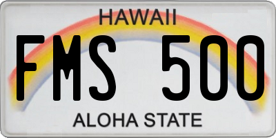 HI license plate FMS500