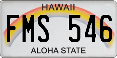HI license plate FMS546