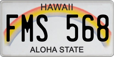 HI license plate FMS568