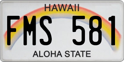 HI license plate FMS581