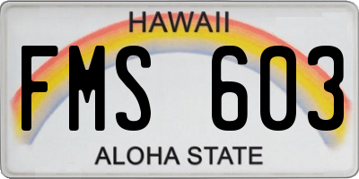 HI license plate FMS603