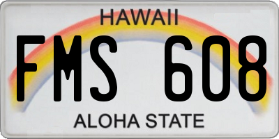 HI license plate FMS608