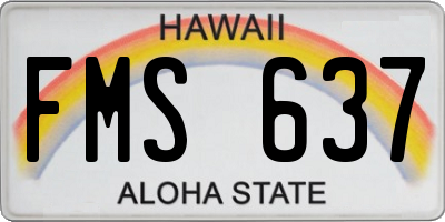 HI license plate FMS637