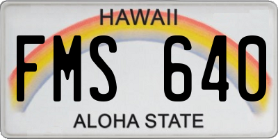 HI license plate FMS640