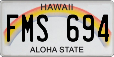 HI license plate FMS694