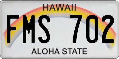 HI license plate FMS702