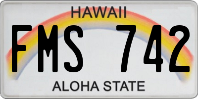 HI license plate FMS742