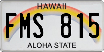 HI license plate FMS815