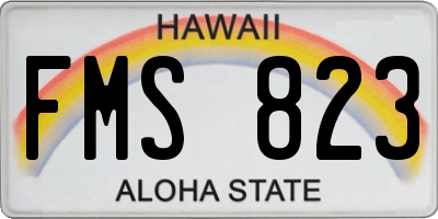 HI license plate FMS823