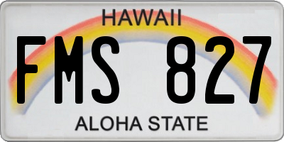 HI license plate FMS827