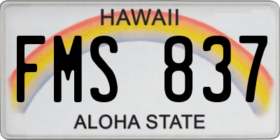 HI license plate FMS837