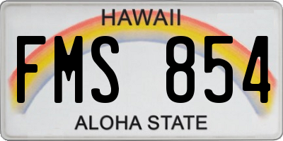 HI license plate FMS854