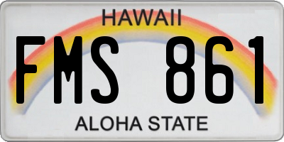 HI license plate FMS861