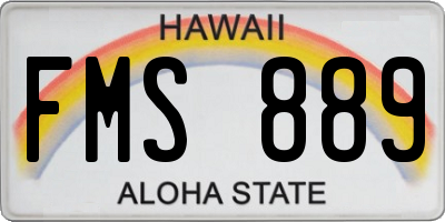 HI license plate FMS889